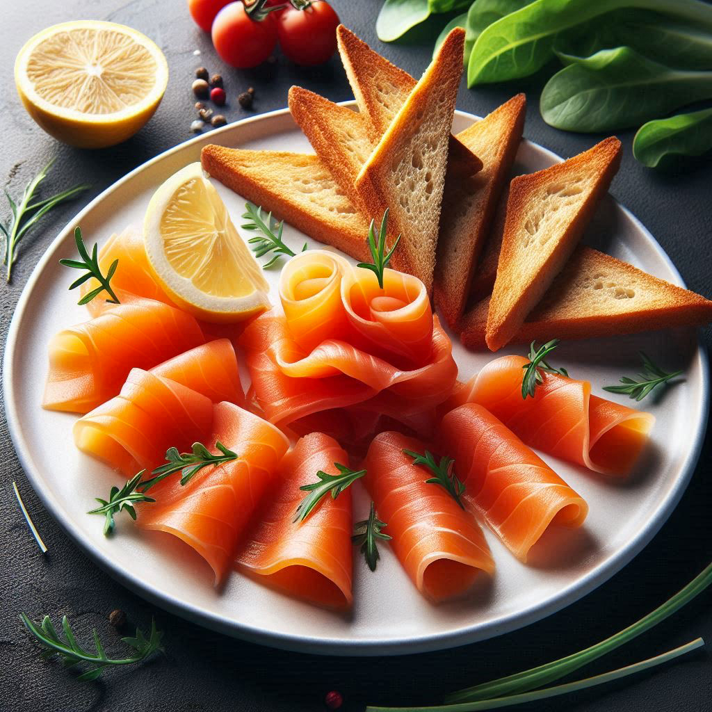 piatto di crostini al salmone affumicato
